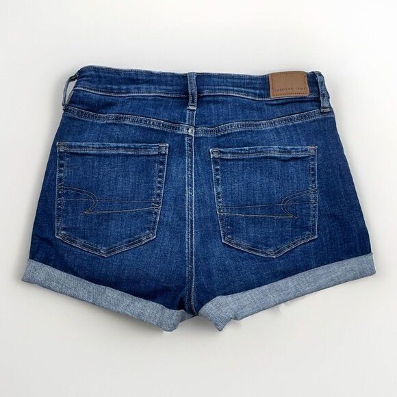 American Eagle Shorts Womens 4 High V Rise Shortie Cuffed Blue Measures W27 - Picture 2 of 7